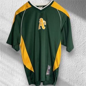 Medium Vintage Oakland A's Athletics Majestic Pullover Jersey Green/Yellow Nw/oT